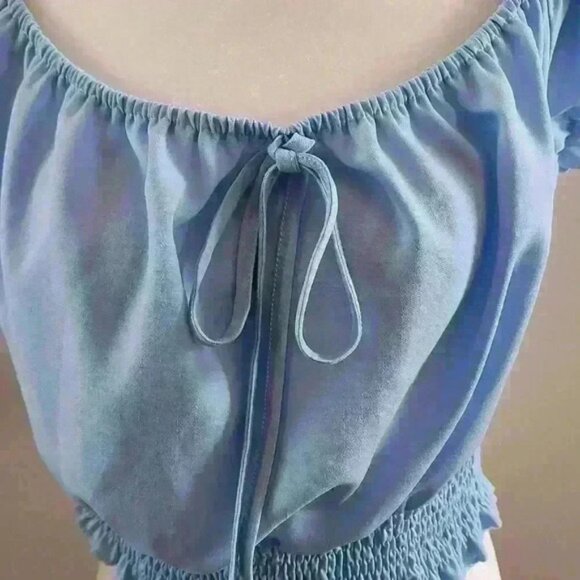 Shein baby Blue short sleeve crop  top US XXL - Picture 2 of 8